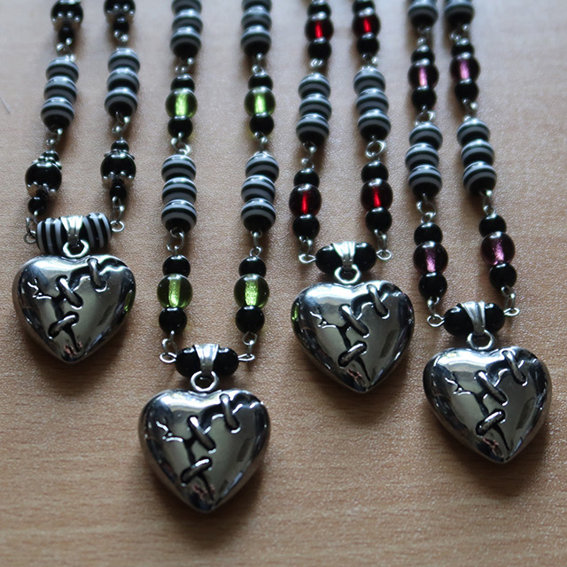 Broken Heart stainless steel beaded necklaces
