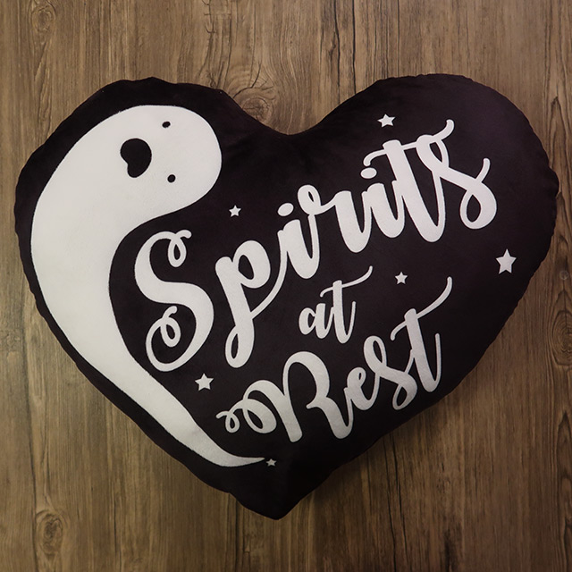 The heart-shaped 'Spirits at Rest' cushion